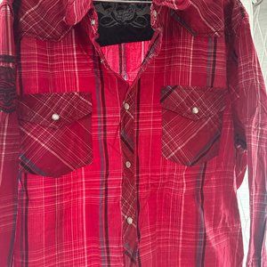 Men's western style Fox plaid shirt